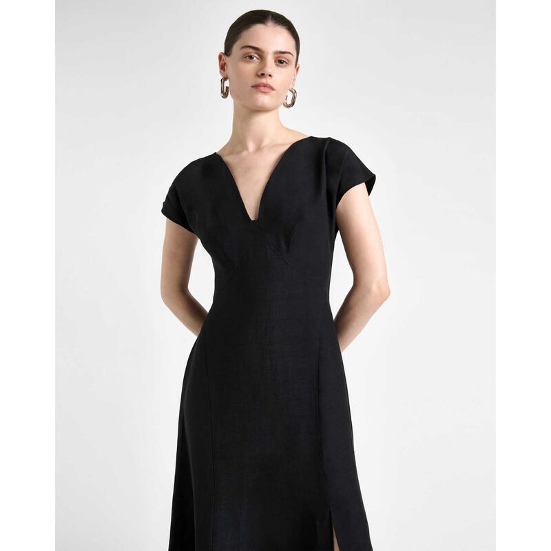 Cue Viscose Blend V-Neck Midi Dress image number 2